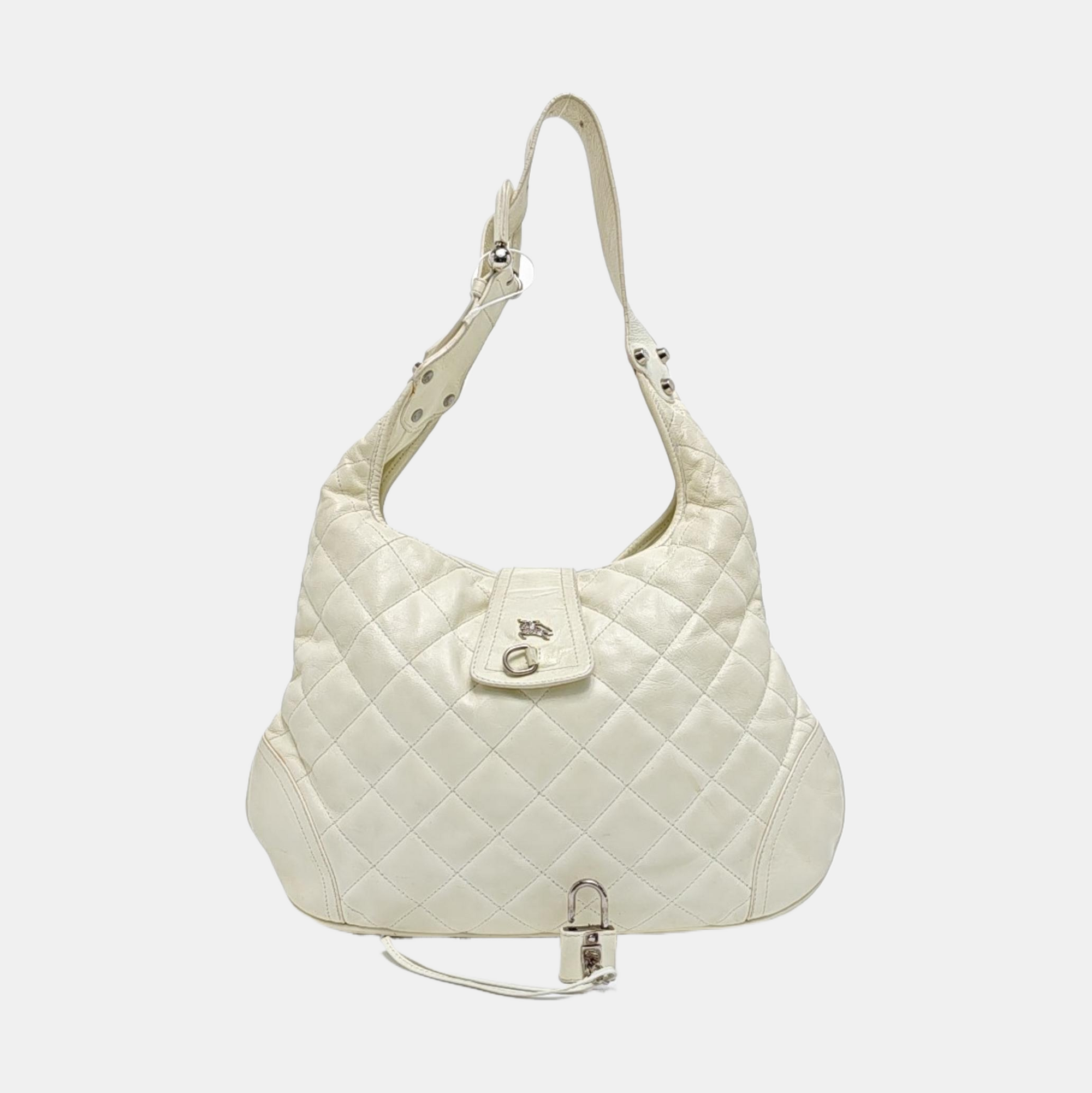 Quilted Calfskin Tote Bag White