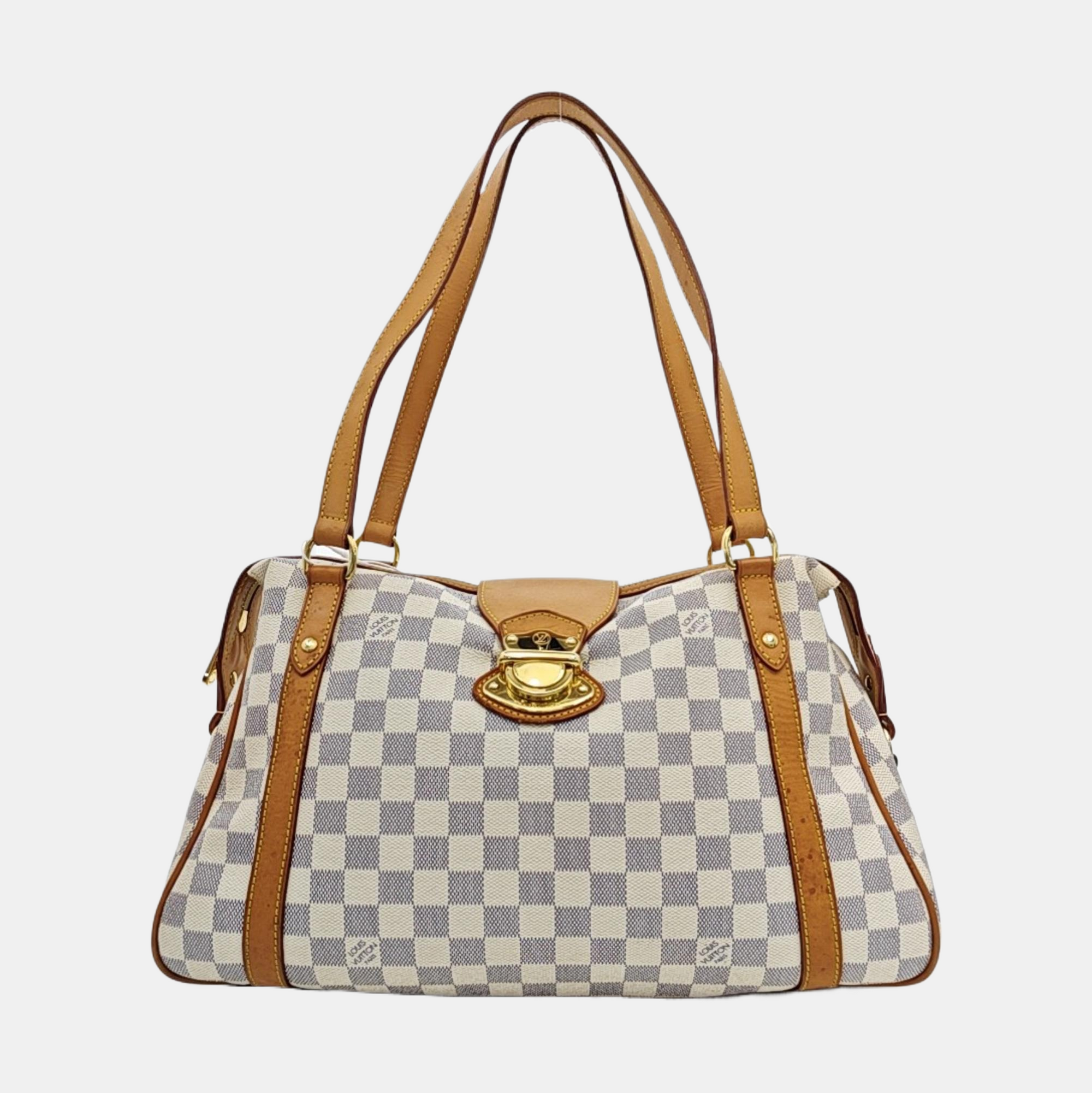 STRESA PM Damier Azur Coated Canvas White