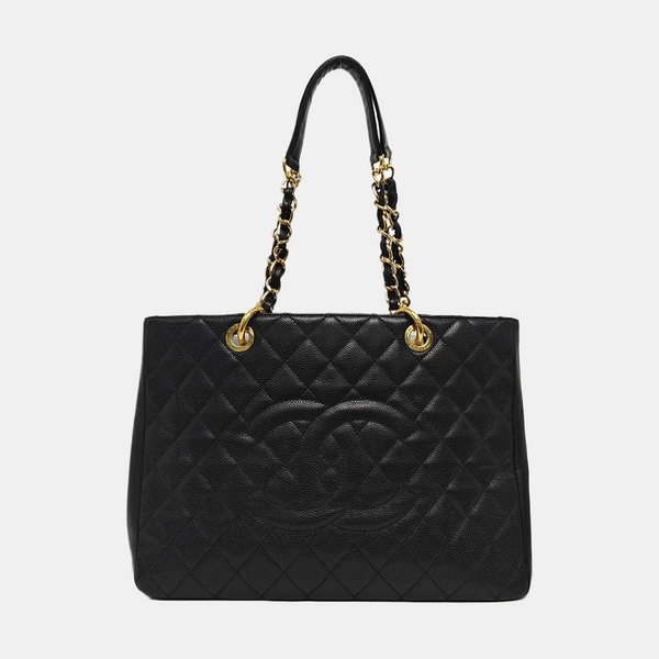 Chanel GST Large en Piel de Becerro Granulada Acolchada Negra