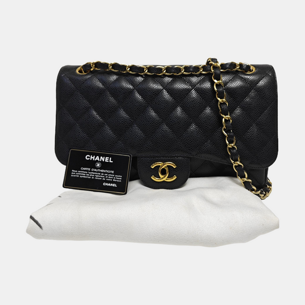Large Quilted Grained Calfskin Black
