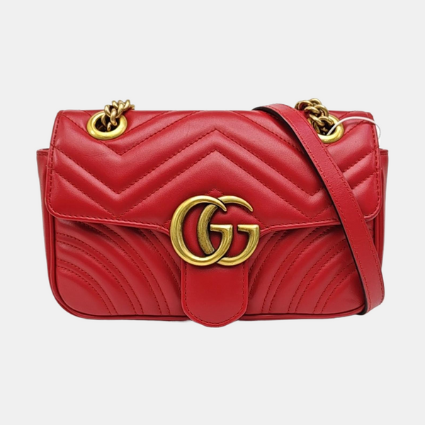 GG Marmont Small Quilted Calfskin Red