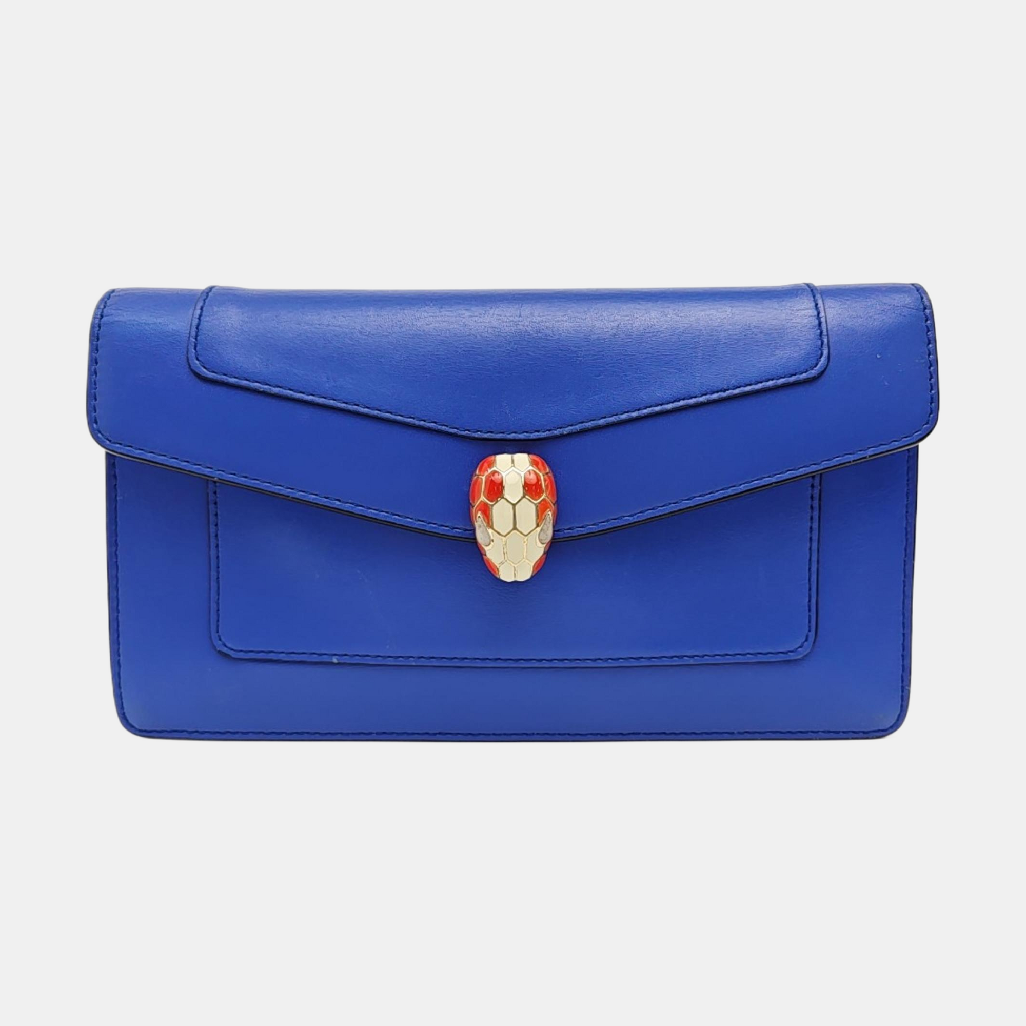 SERPENTI FOREVER Calfskin Blue Wallet