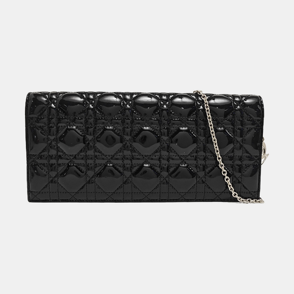 Lady Dior Medium Cannage Patent Leather Black