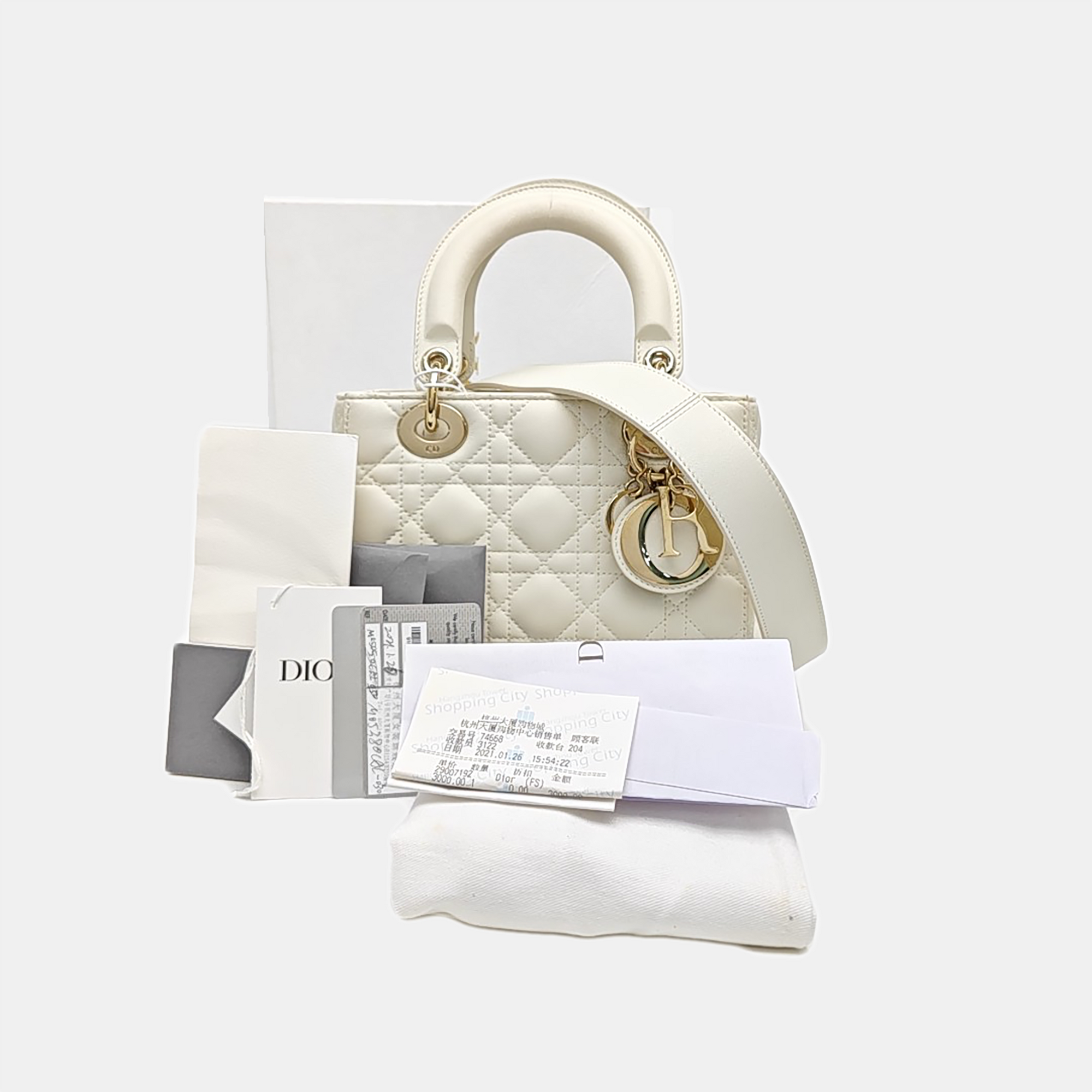 Lady Dior Small Cannage Lambskin White