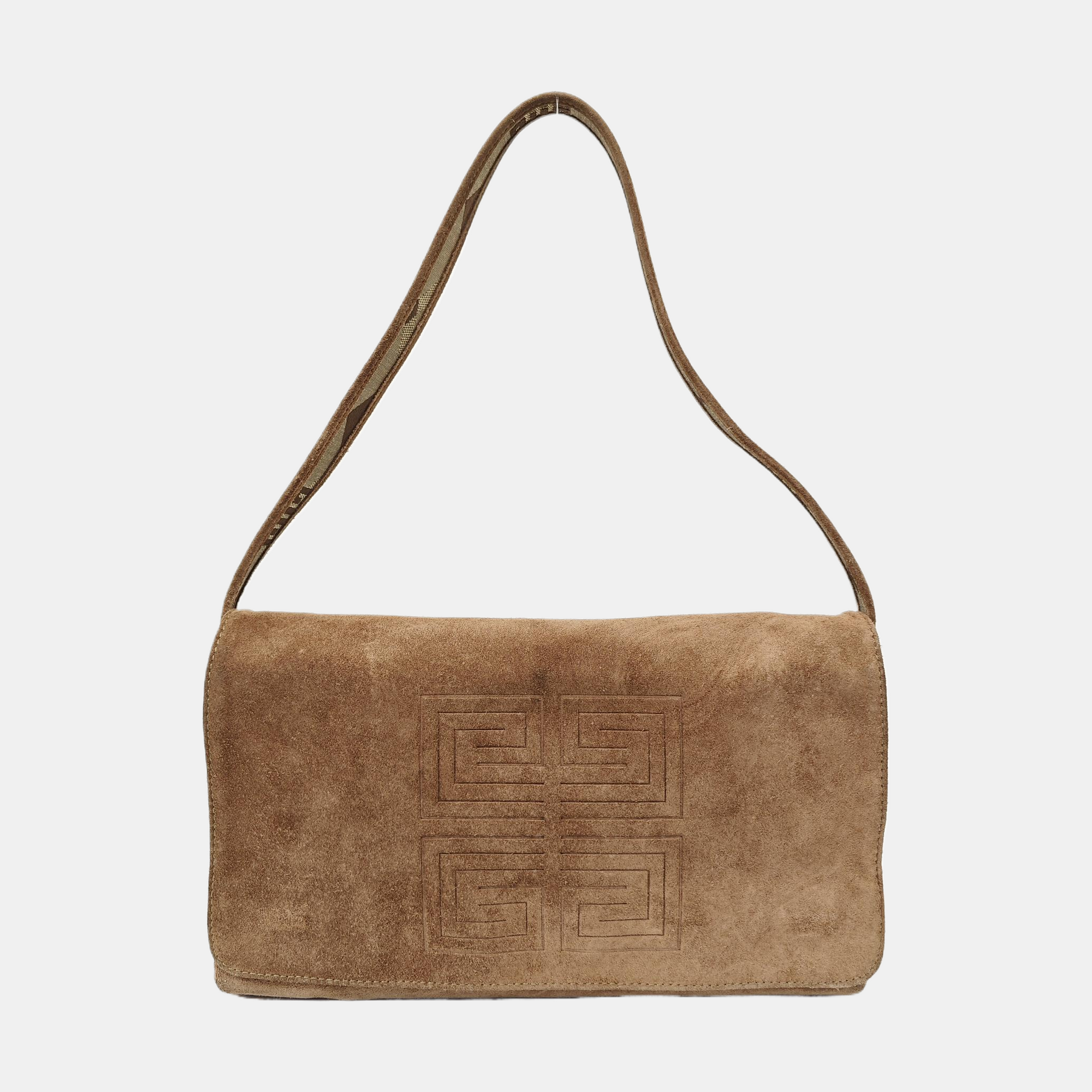 Suede Top Handle Bag Brown