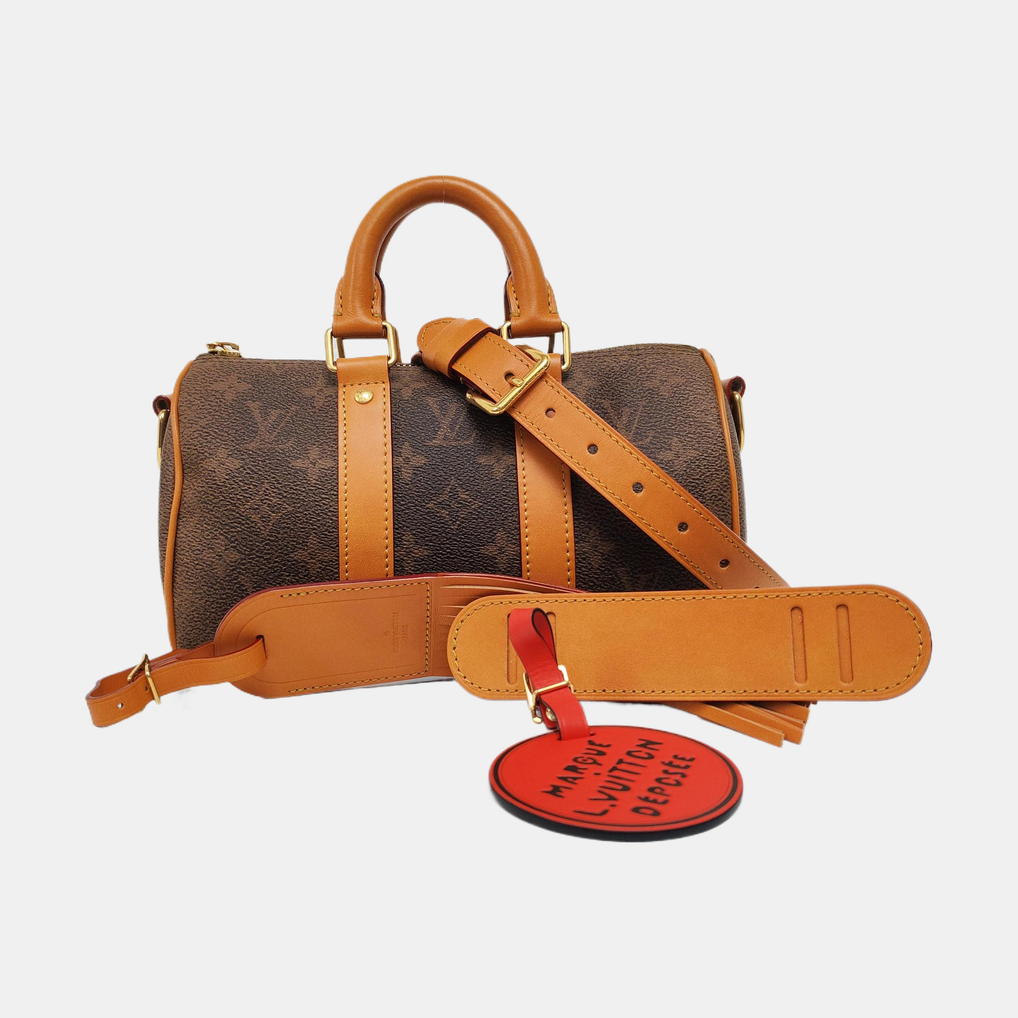 KEEPALL Monogram Coated Canvas Brown