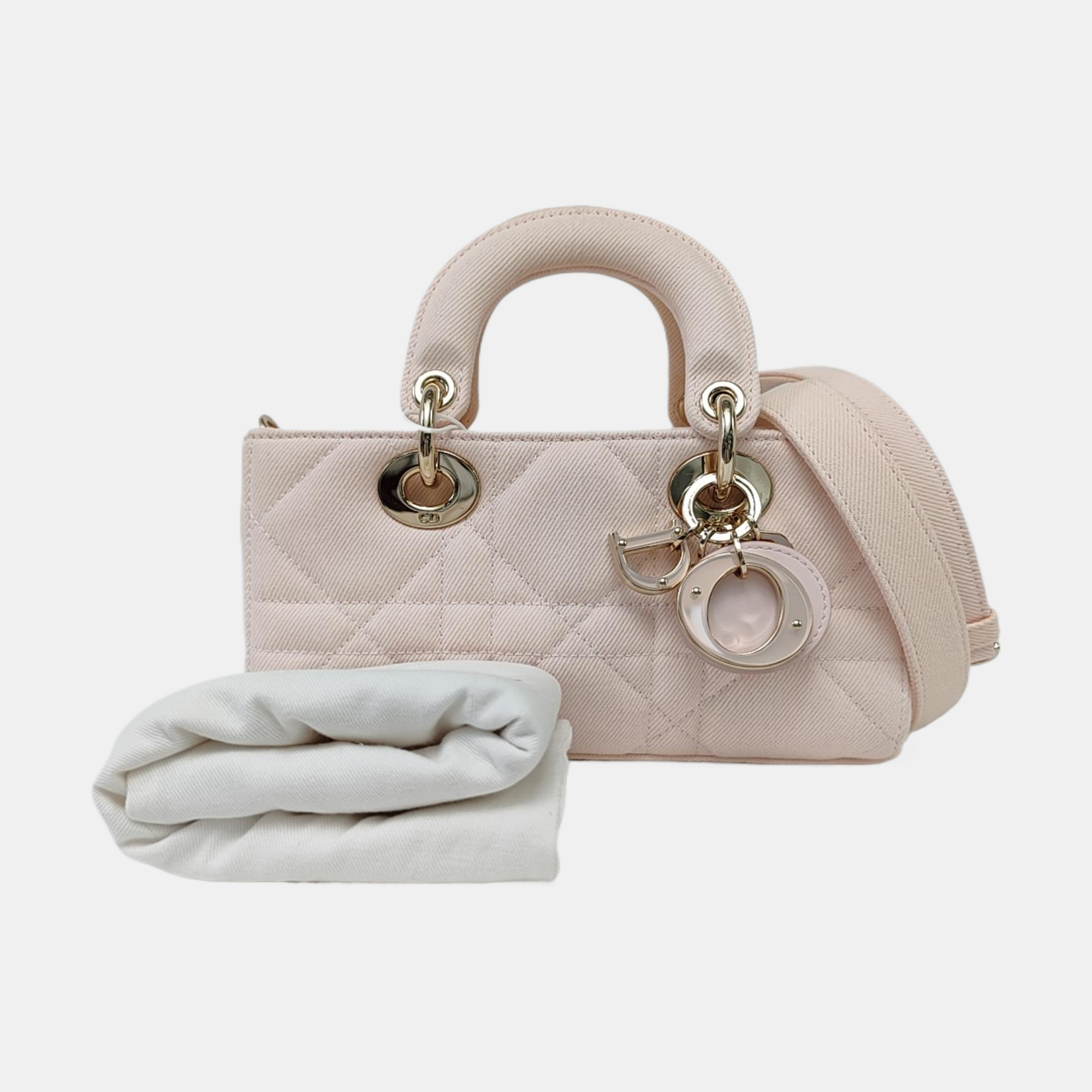 Authenticated pre-owned  Lady D-Joy Cannage Canvas Pink - Tote Bag at Looply