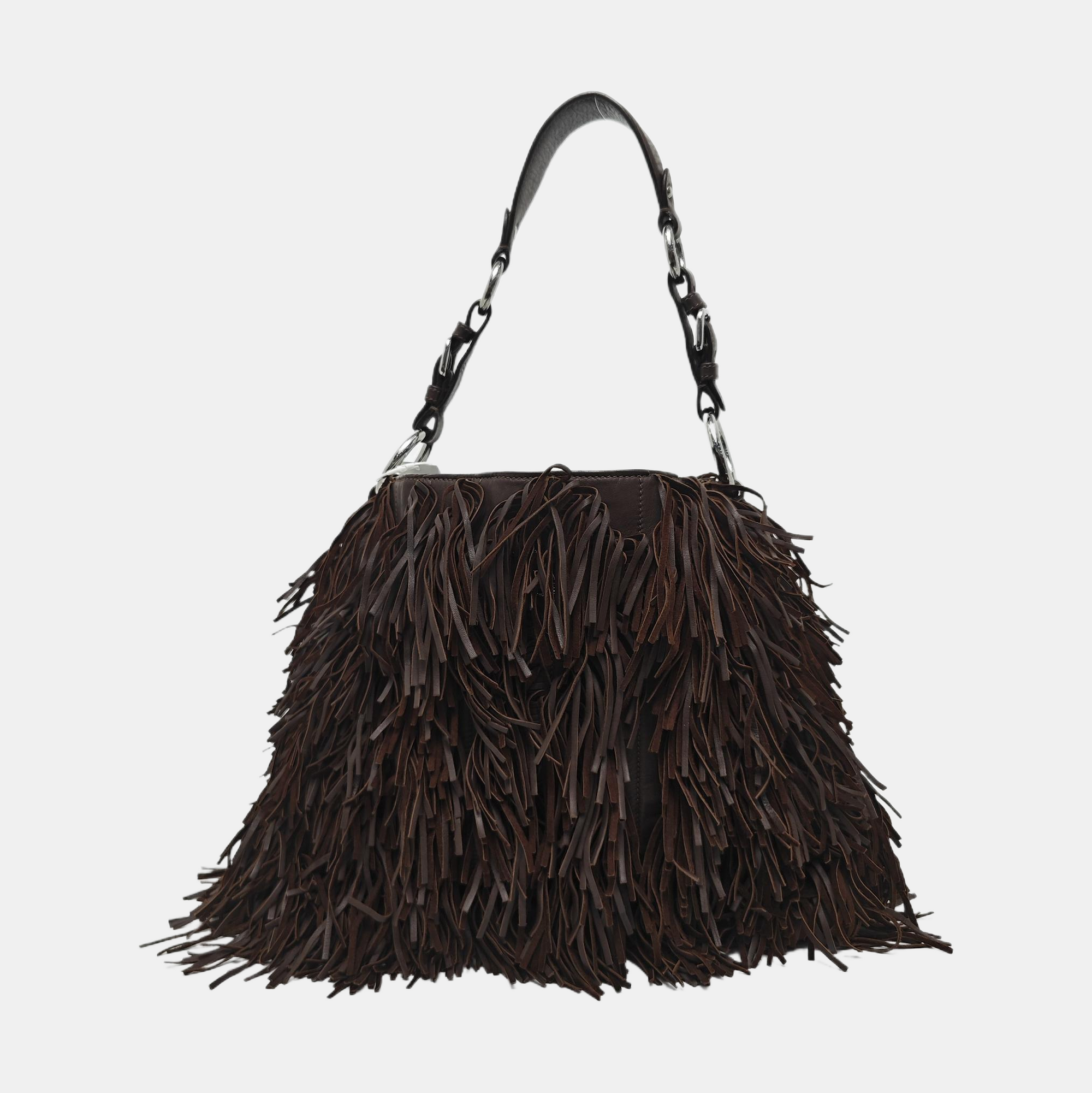 Lambskin Top Handle Bag Brown
