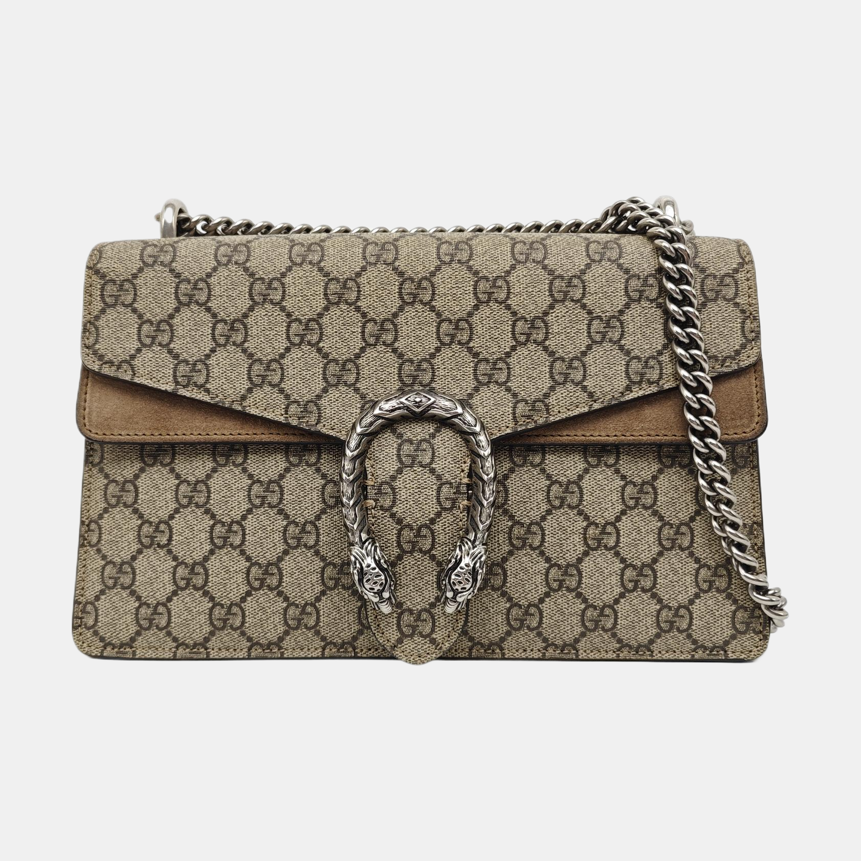 Dionysus Small Monogram Coated Canvas Beige