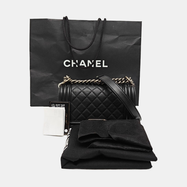 BOY CHANEL Small Quilted Calfskin Black