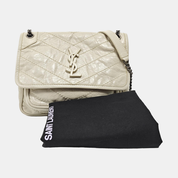 NIKI Small Chevron Calfskin White