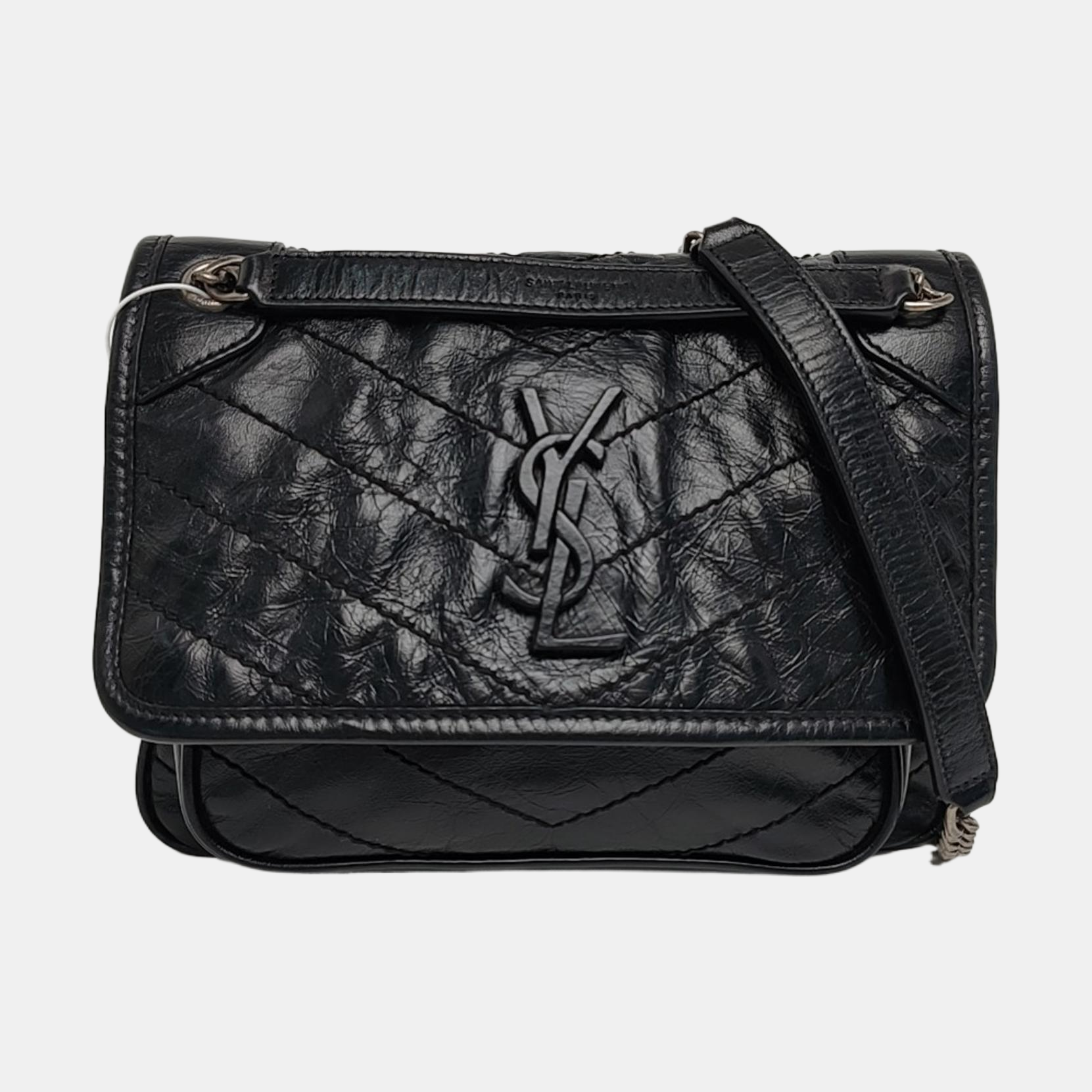 NIKI Small Chevron Calfskin Black