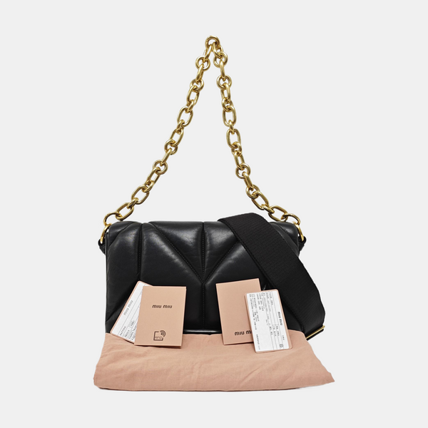 Quilted Lambskin Shoulder Bag Black