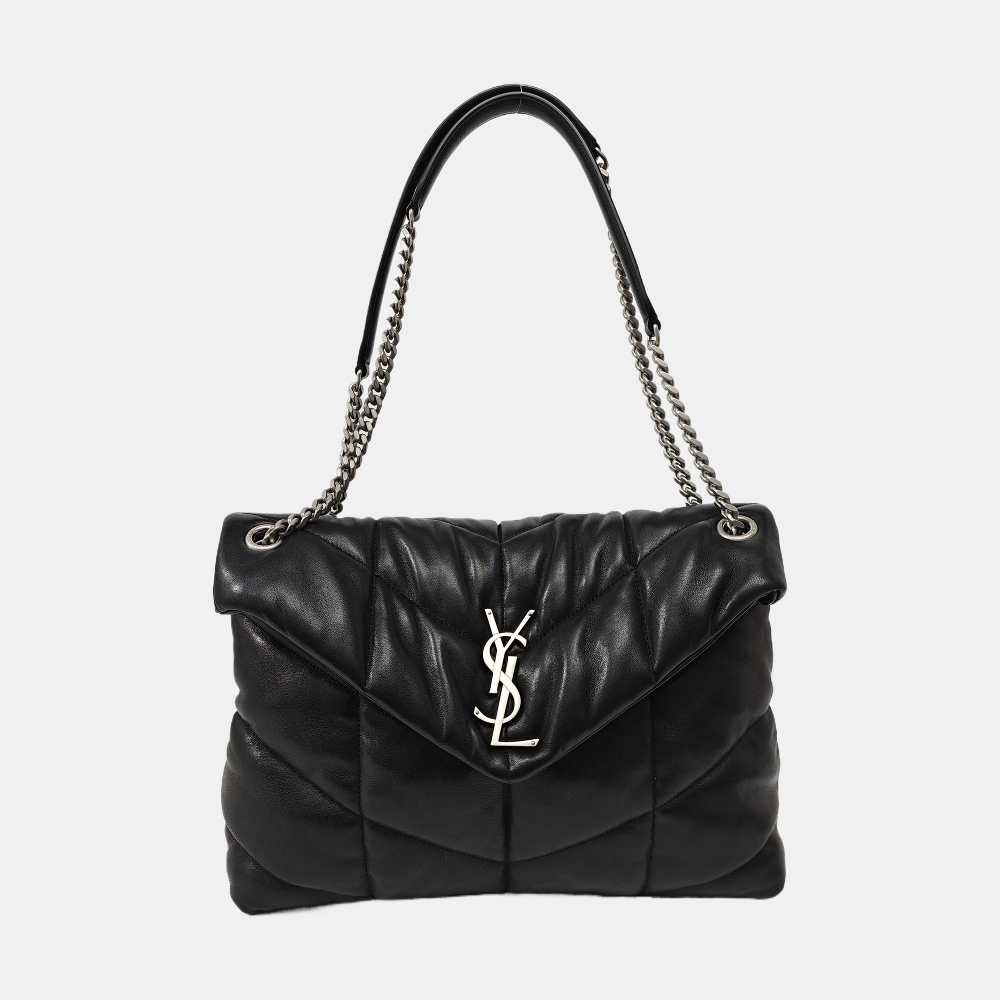 PUFFER Medium Chevron Lambskin Black