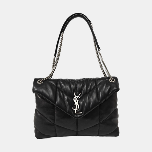 PUFFER Medium Chevron Lambskin Black