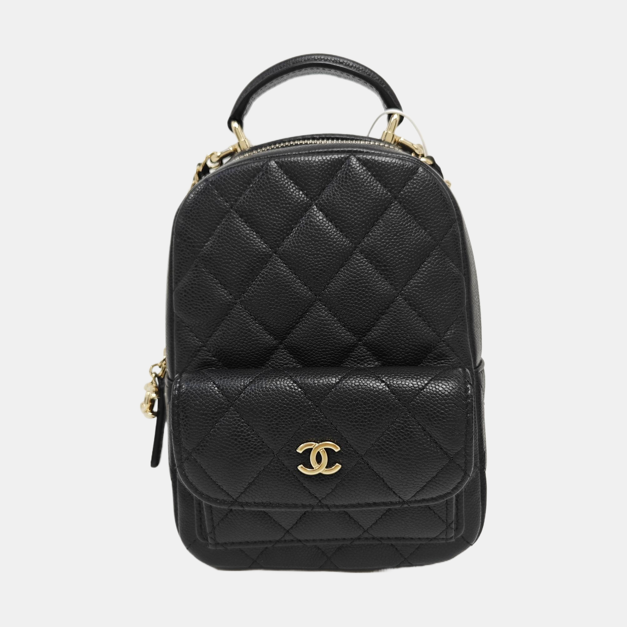 Quilted Grained Calfskin Backpack Mini Black