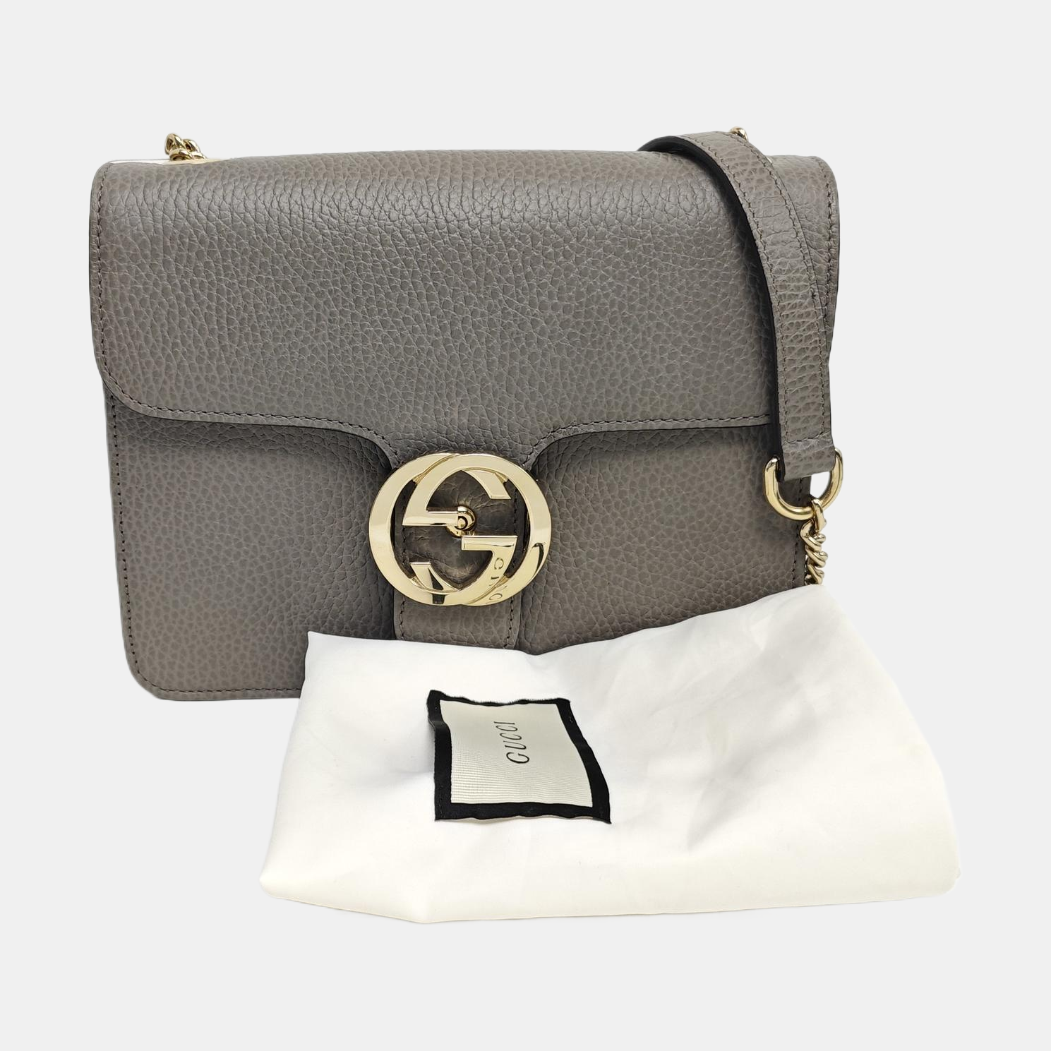 Interlocking G Small Calfskin Gray