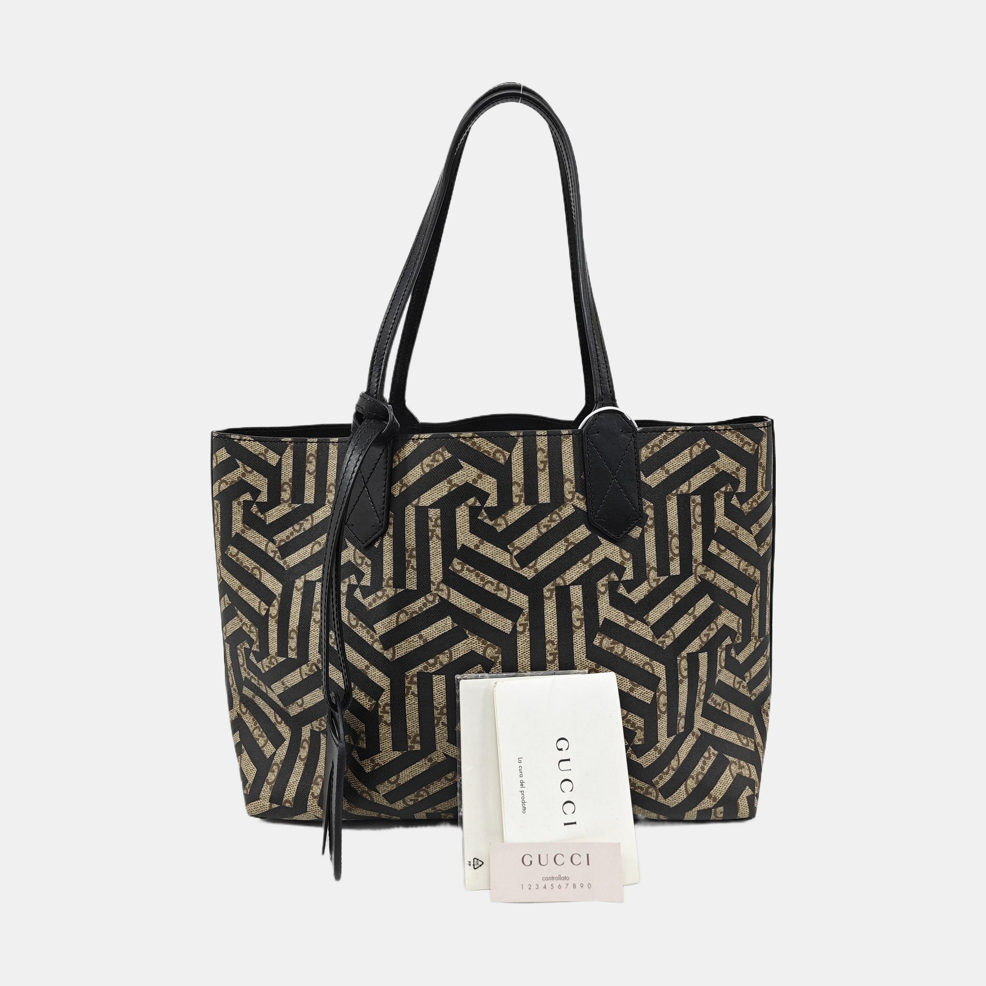Monogram Coated Canvas Tote Bag Brown