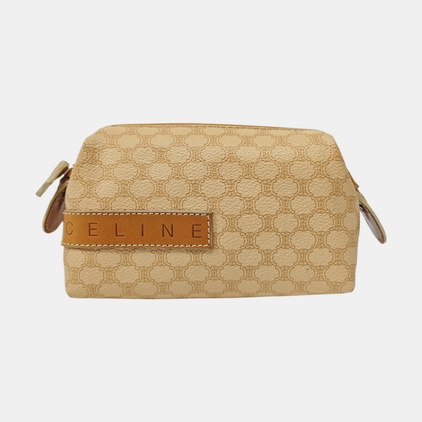 Coated Canvas Clutch Brown