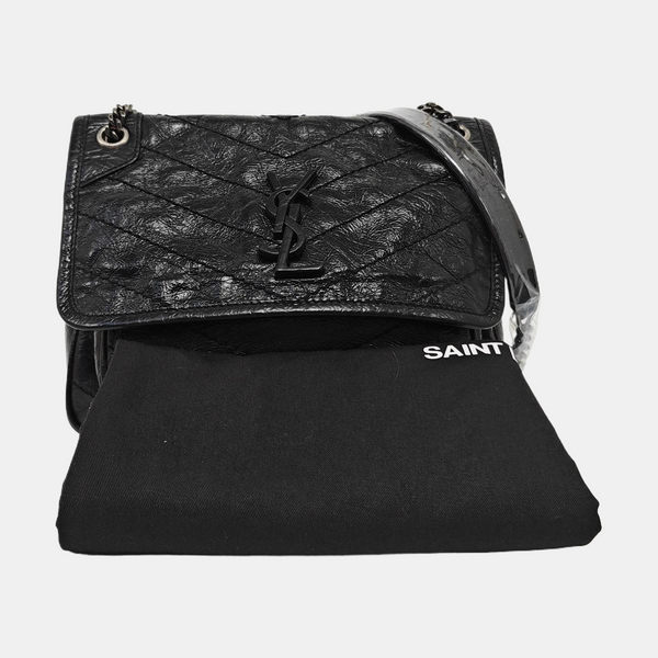 NIKI Small Chevron Calfskin Black