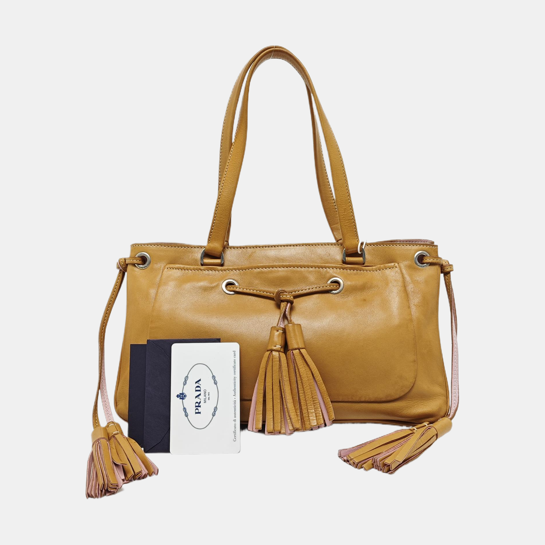 Lambskin Top Handle Bag Brown
