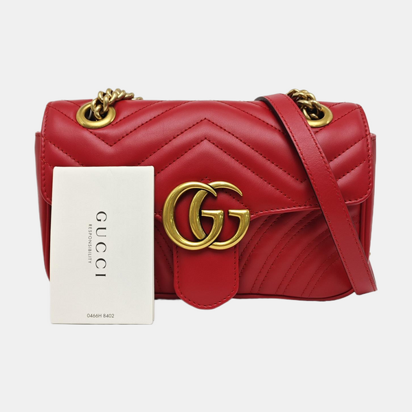 GG Marmont Small Quilted Calfskin Red