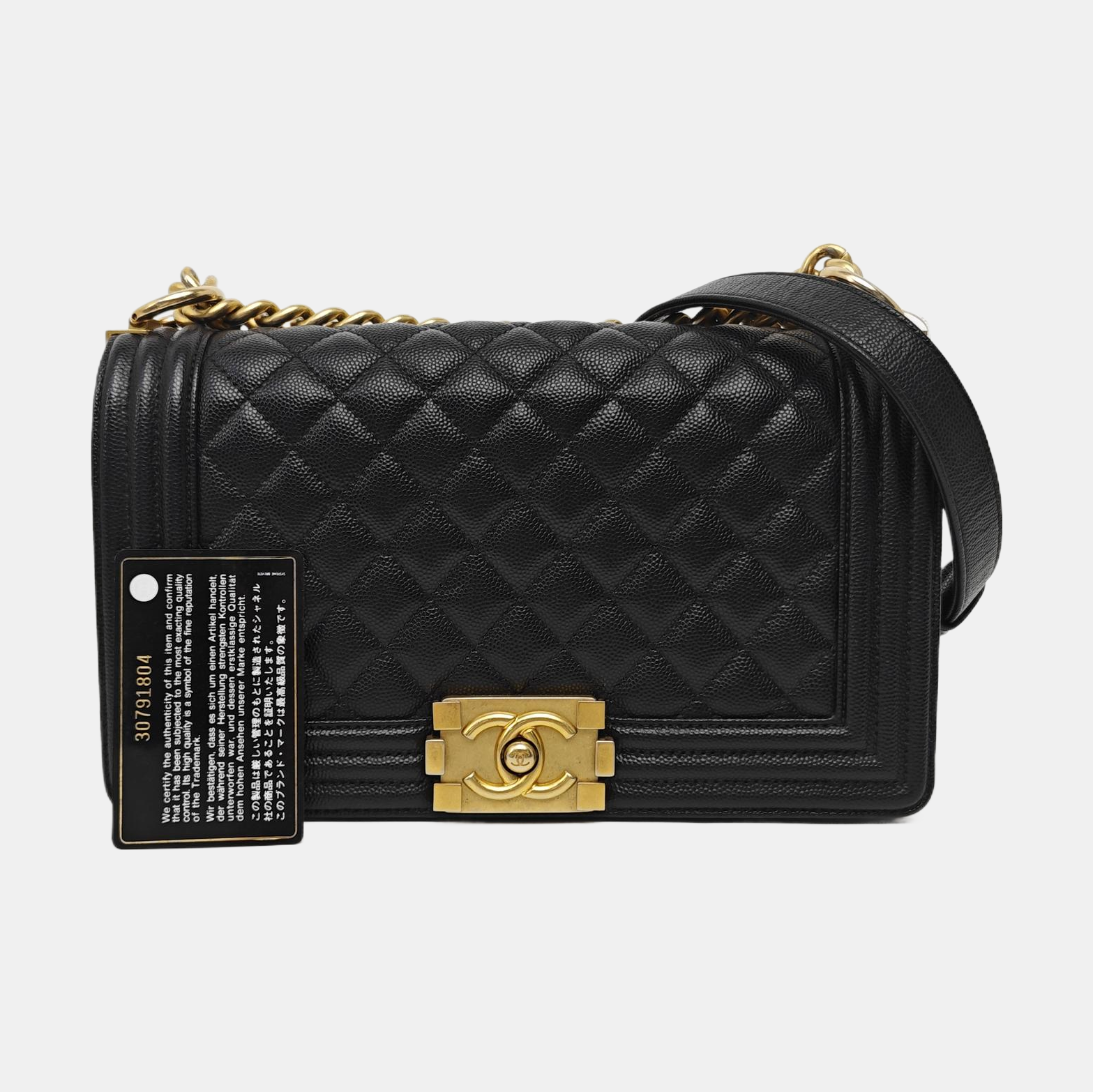 BOY CHANEL Medium Quilted Grained Calfskin Black