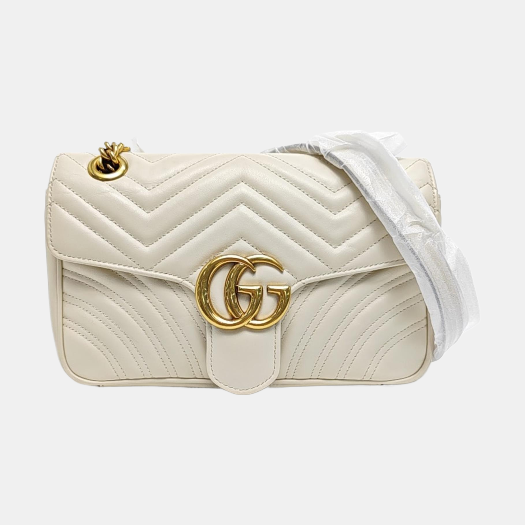 GG Marmont Medium Quilted Calfskin White