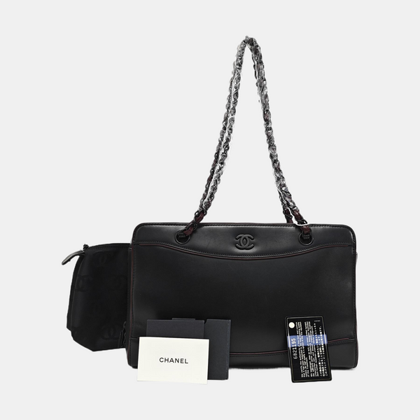 Calfskin Top Handle Bag Black