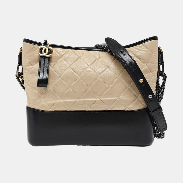 GABRIELLE Medium Quilted Calfskin Beige