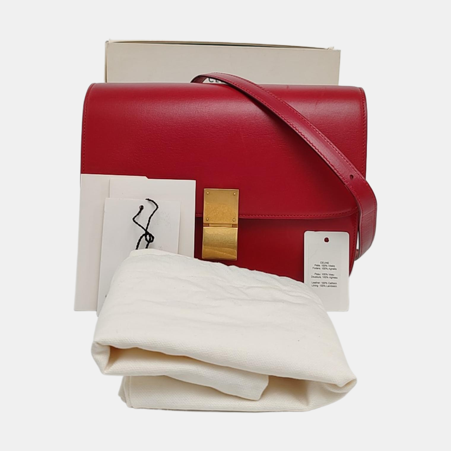 Authenticated pre-owned  CLASSIC BOX Medium Calfskin Red - Shoulder Bag at Looply