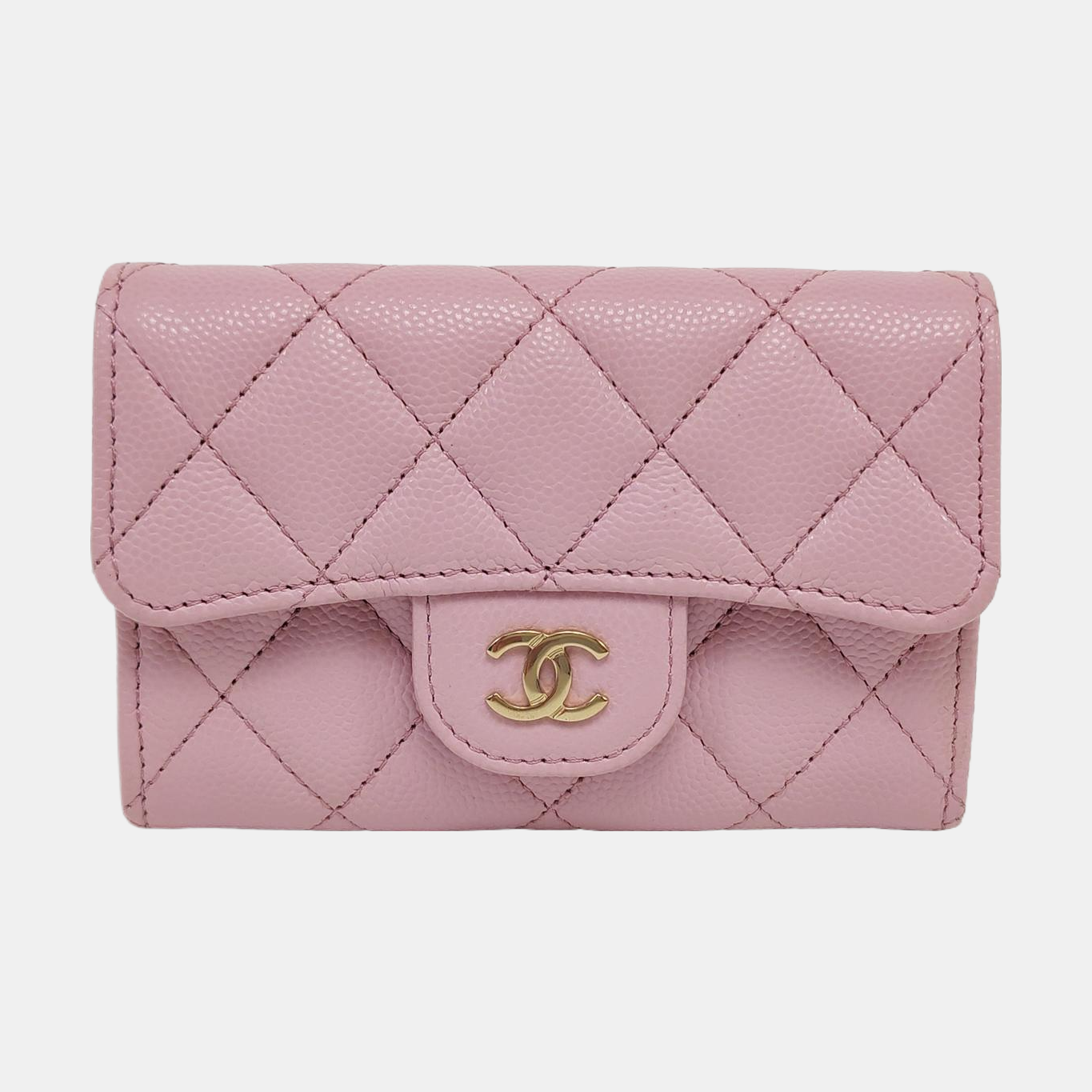 CLASSIC FLAP Quilted Grained Calfskin Red Card Holder