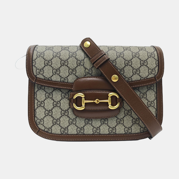 Horsebit 1955 Medium Monogram Coated Canvas Beige