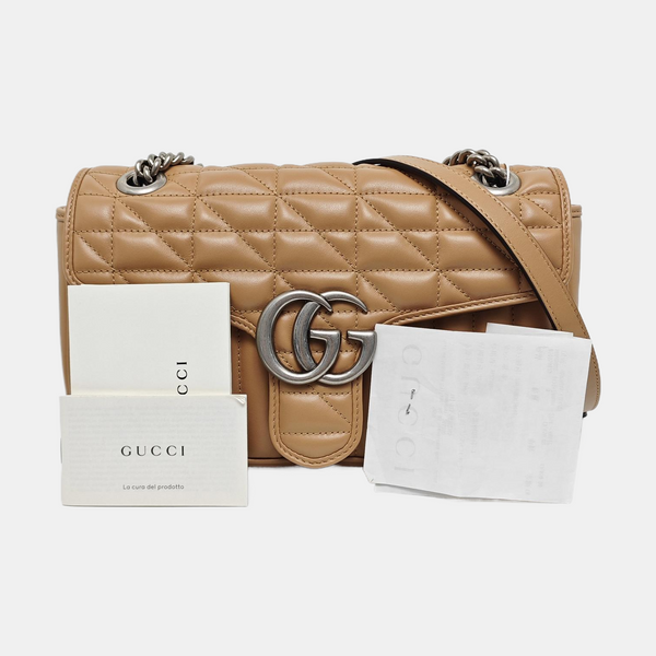GG Marmont Medium Quilted Calfskin Pink