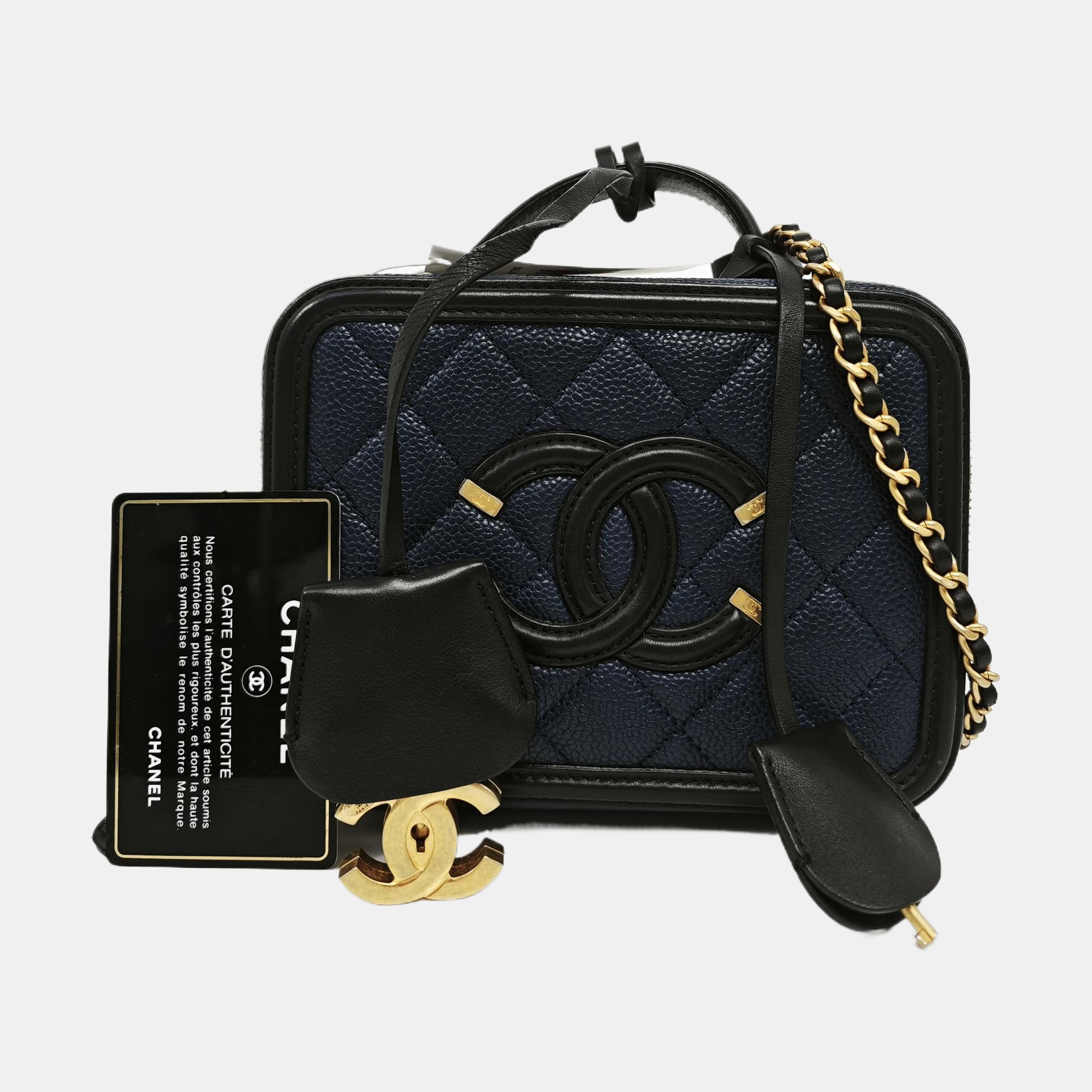 Authenticated pre-owned  FILIGREE Small Quilted Grained Calfskin Blue - Shoulder Bag at Looply