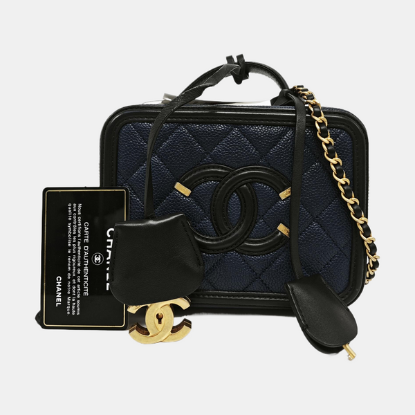 Authenticated pre-owned  FILIGREE Small Quilted Grained Calfskin Blue - Shoulder Bag at Looply