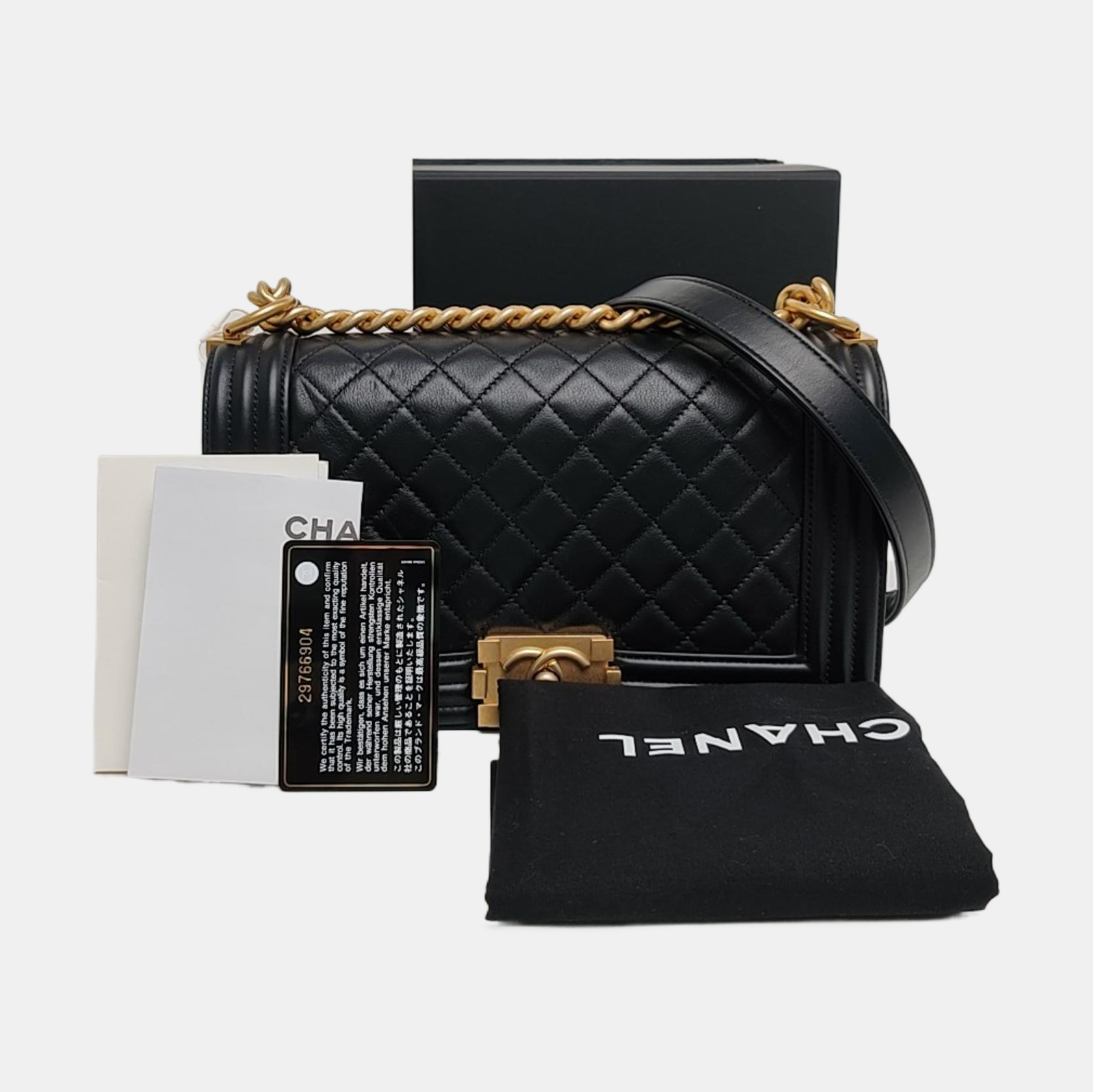 BOY CHANEL Medium Quilted Calfskin Black
