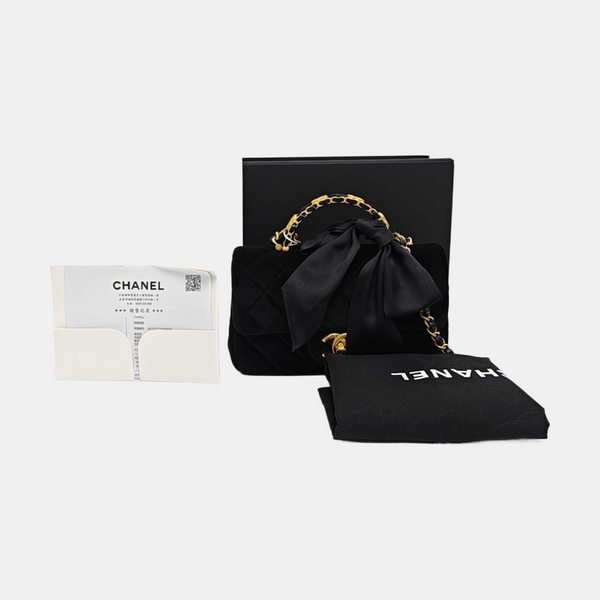 CLASSIC FLAP Mini Quilted Velvet Black