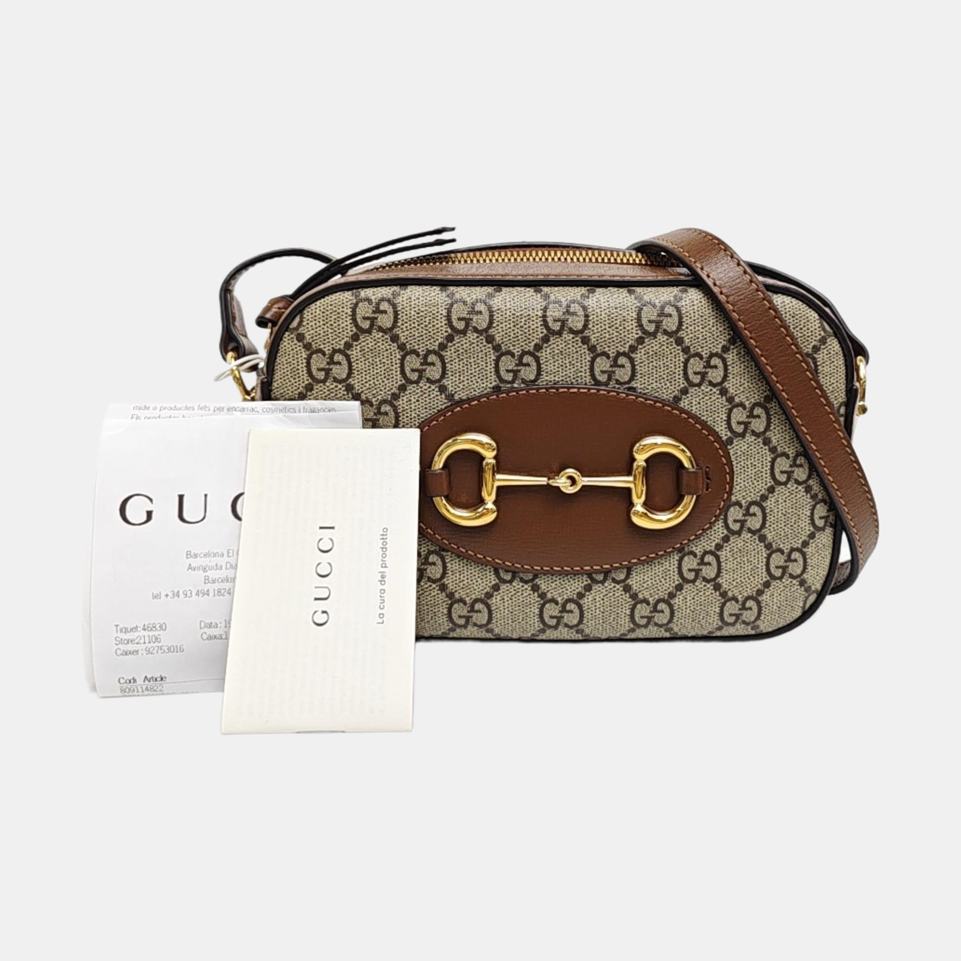 Horsebit 1955 Small Monogram Coated Canvas Beige