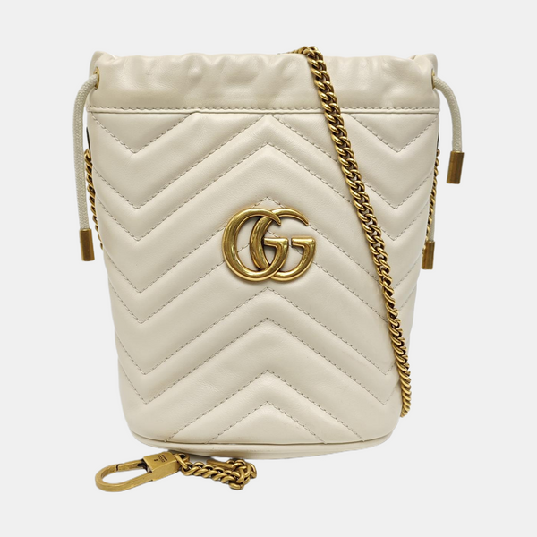 GG Marmont Mini Quilted Calfskin White