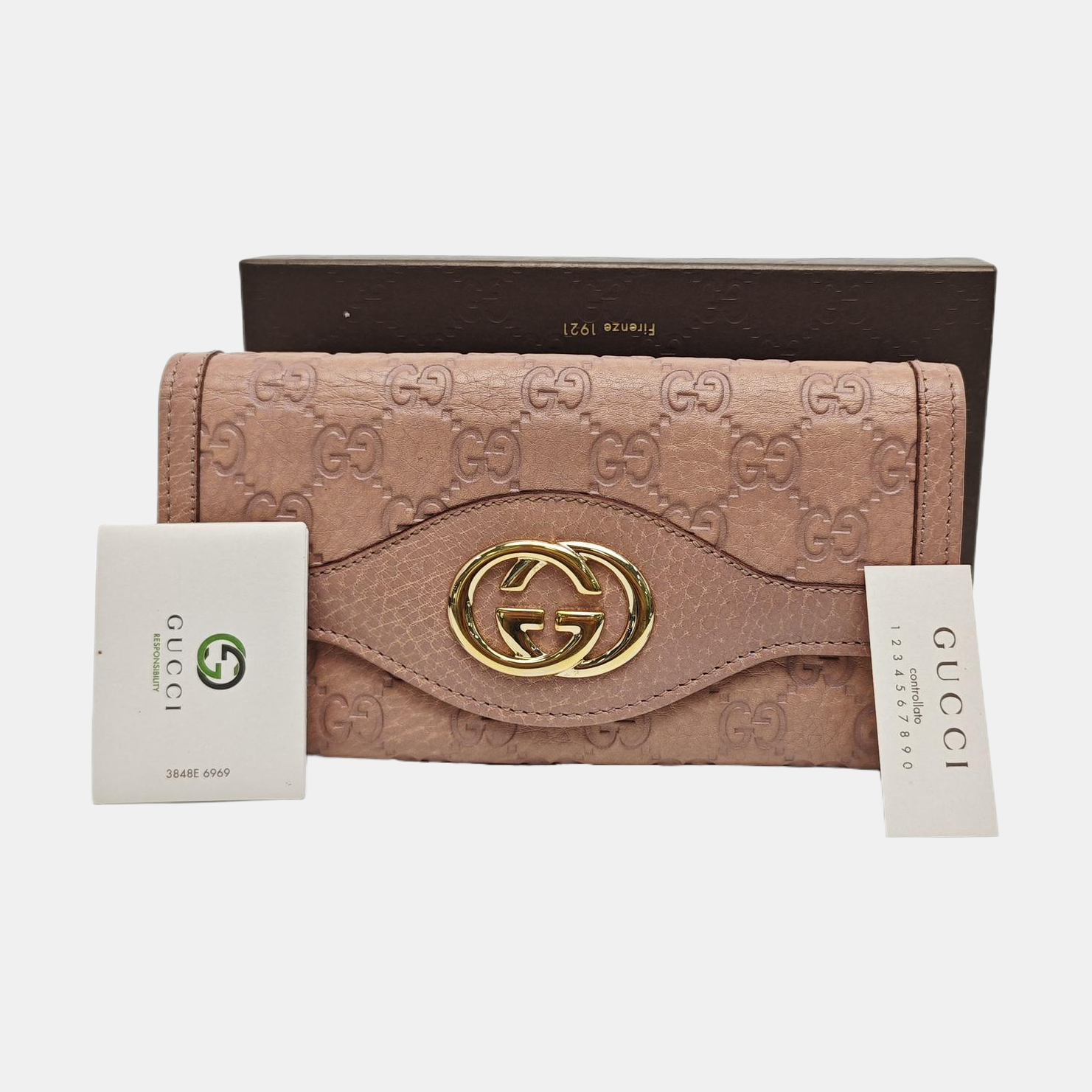 Sukey Monogram Calfskin Beige Wallet