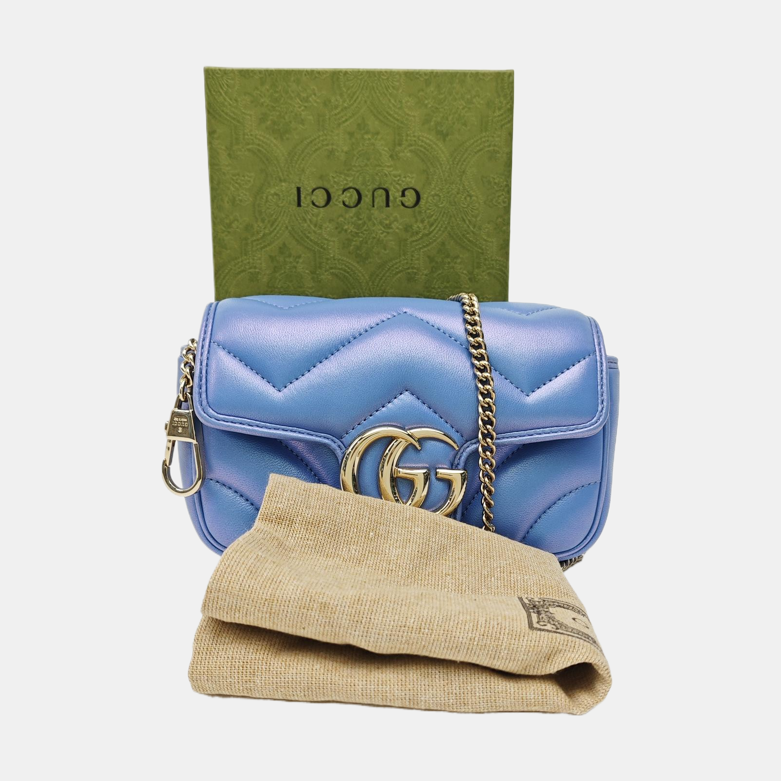 GG Marmont Super Mini Lambskin Blue