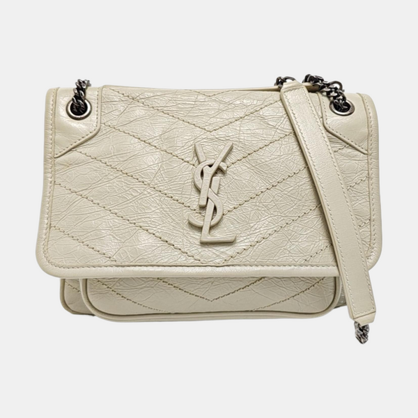 NIKI Small Chevron Calfskin White