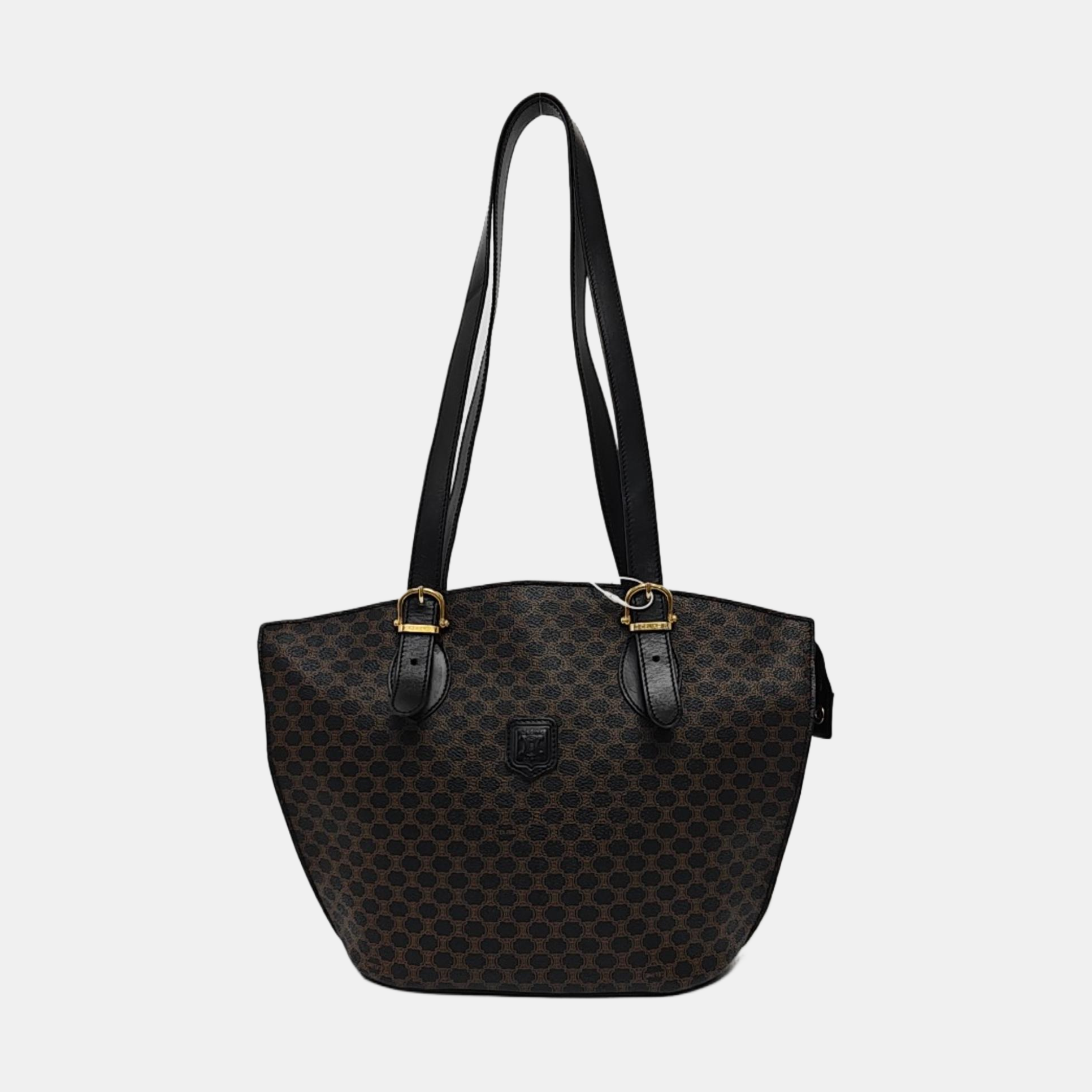 Coated Canvas Shoulder Bag Brown