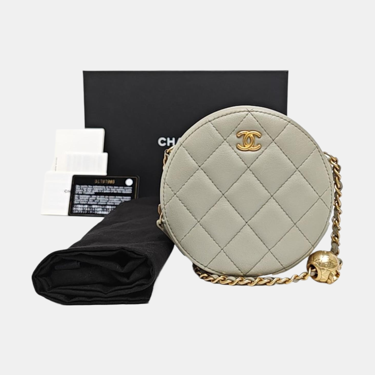 ROUND Quilted Lambskin Gray