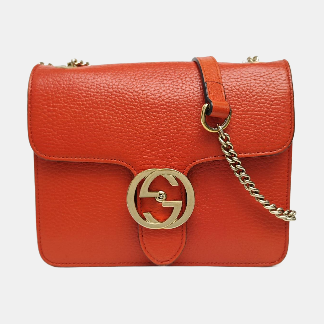 Interlocking G Small Calfskin Orange