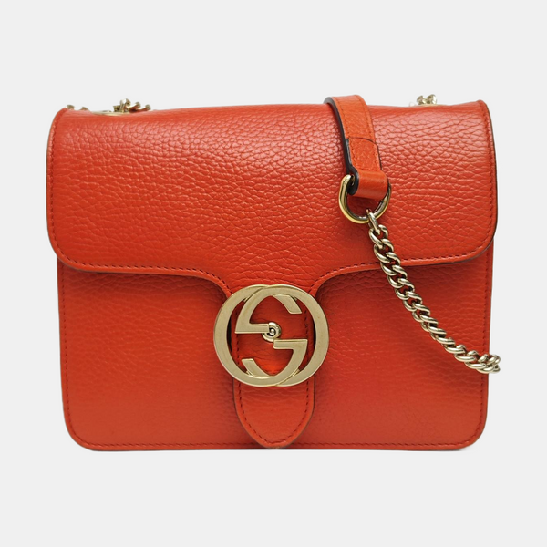 Interlocking G Small Calfskin Orange