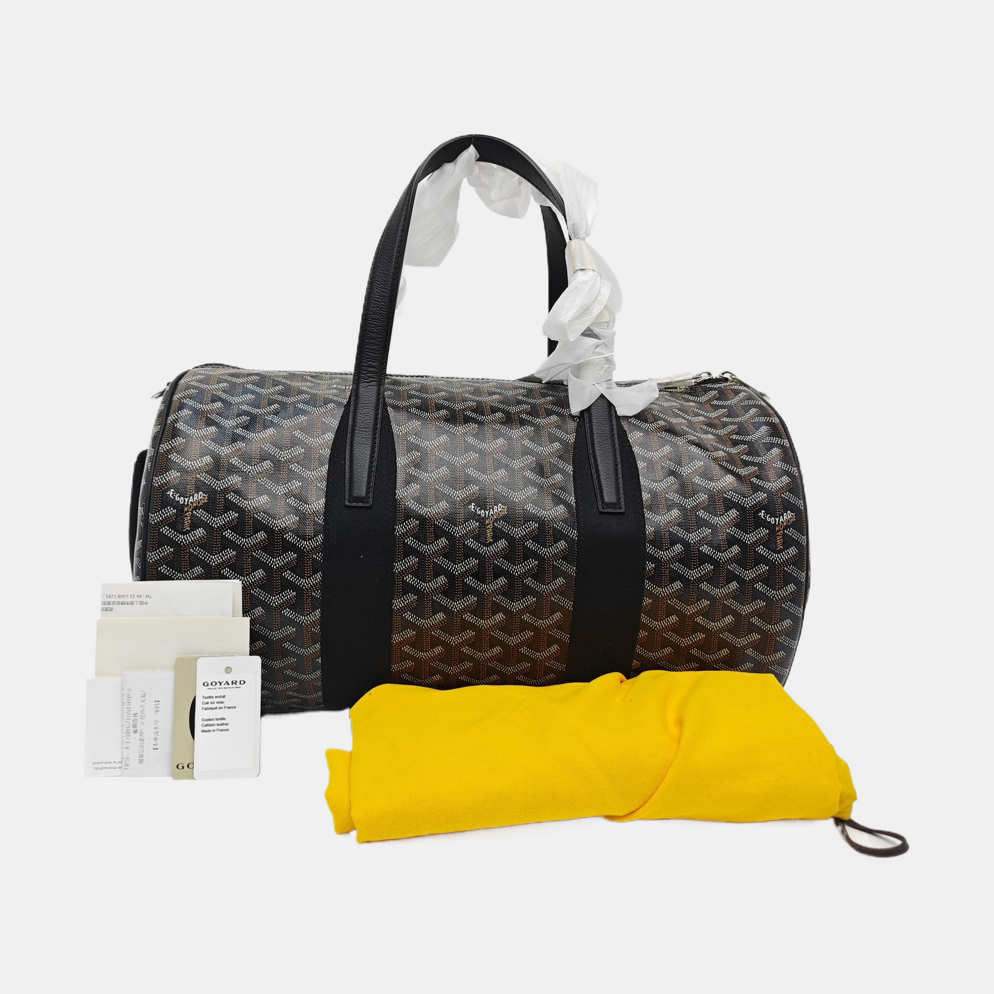 Coated Canvas Top Handle Bag Brown