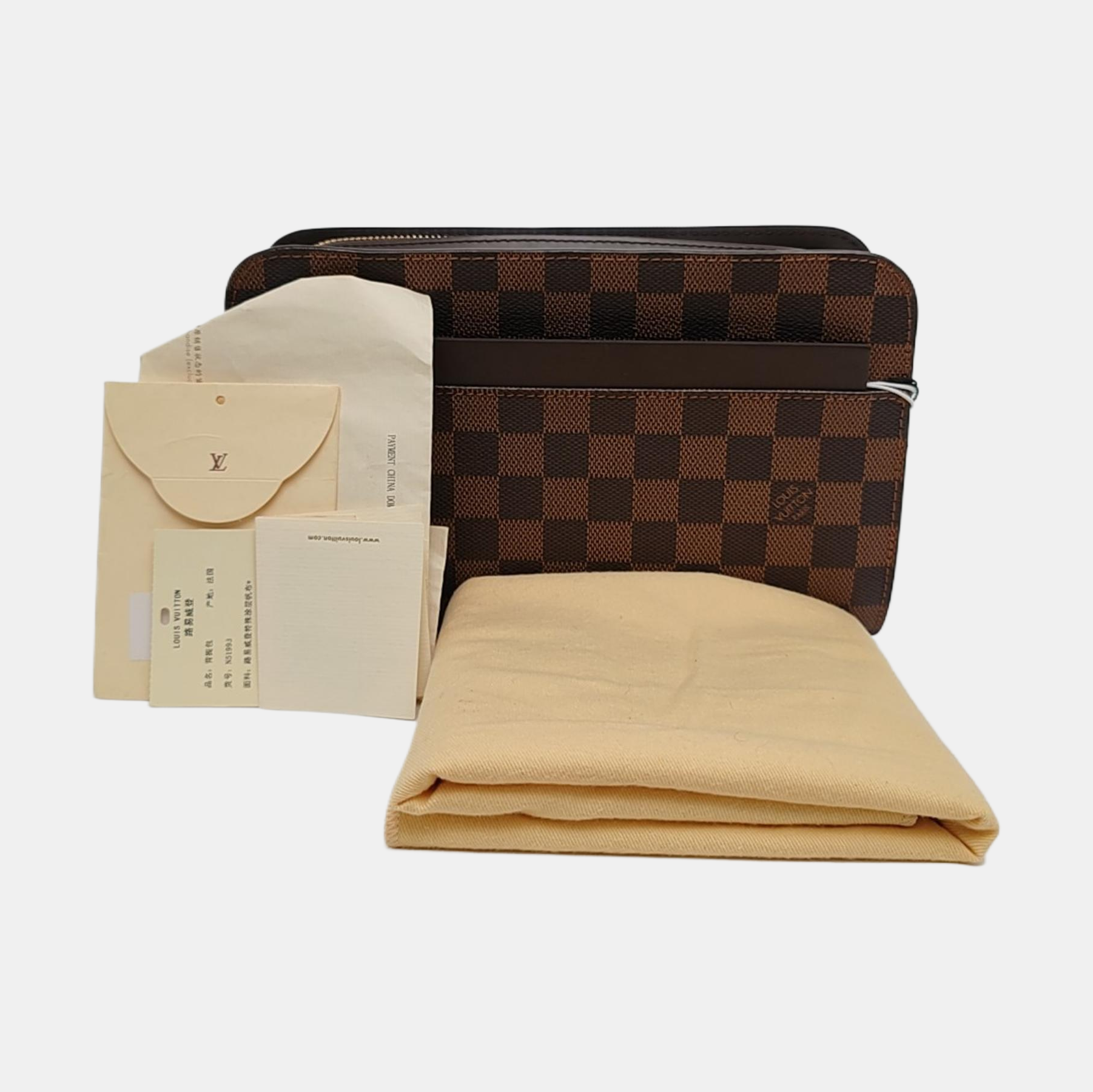 SAINT LOUIS Damier Ebene Coated Canvas Brown