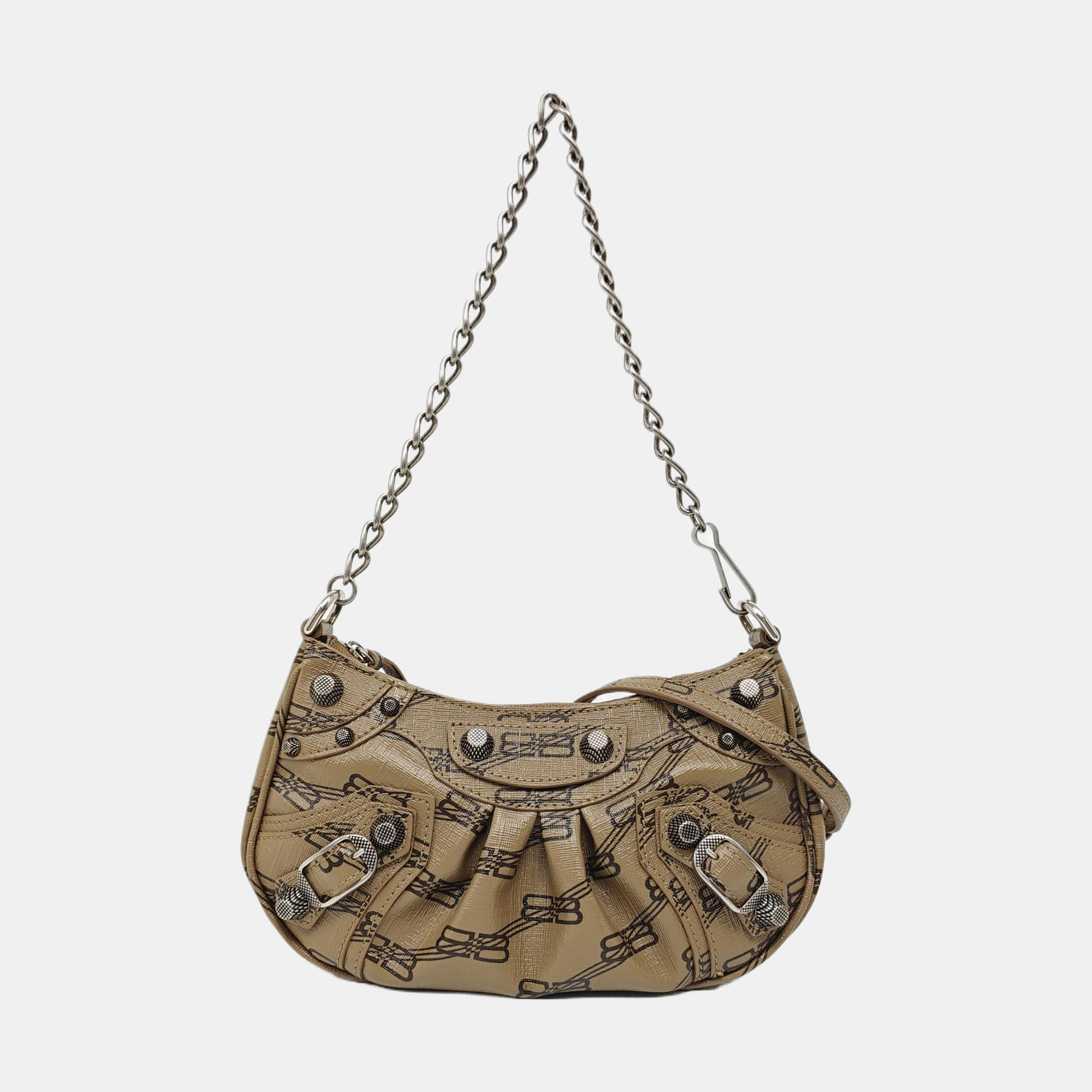 Le Cagole Mini Coated Canvas Brown